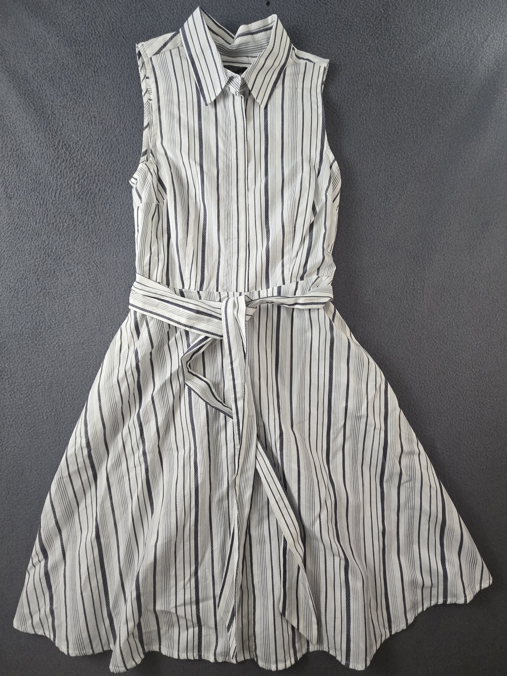 Ann Taylor Factory Striped Button-Up Dress w/ Waist Tie Petite Size 0P